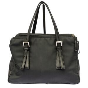 COACH Black Twill Shoulder Bag With Leather Trim Y2K Crossbody Handbag #7436